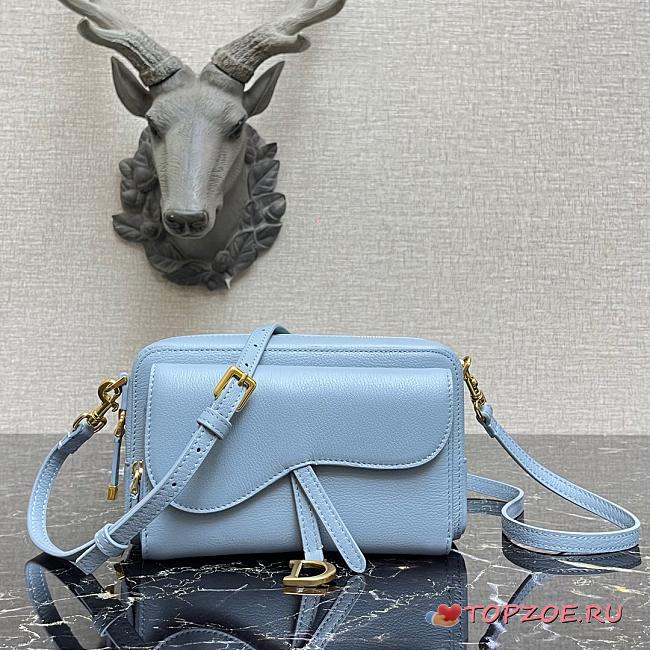 DIOR SADDLE DOUBLE POUCH BABY BLUE M900 SIZE 19 CM - 1