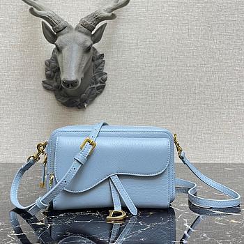 DIOR SADDLE DOUBLE POUCH BABY BLUE M900 SIZE 19 CM