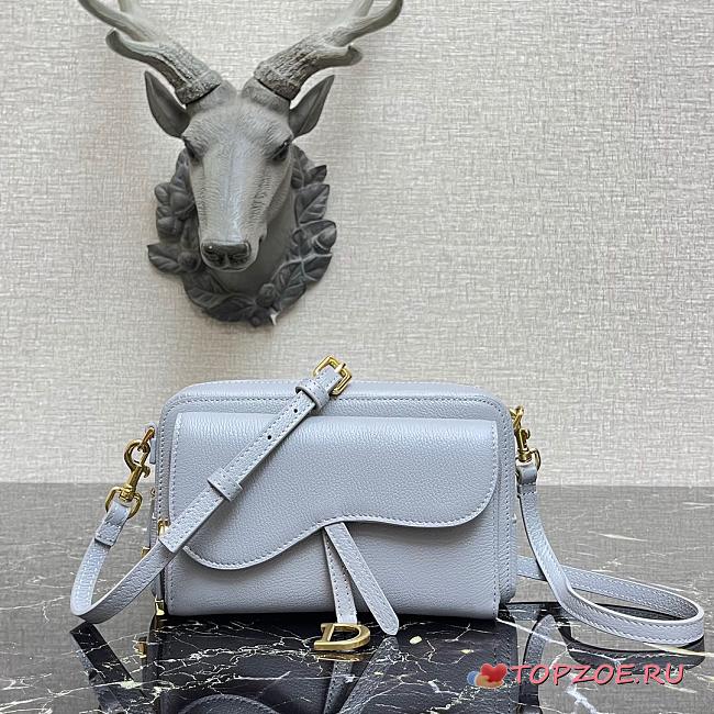DIOR SADDLE DOUBLE POUCH PASTEL BLUE M900 SIZE 19 CM - 1