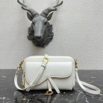 DIOR SADDLE DOUBLE POUCH WHITE M900 SIZE 19 CM