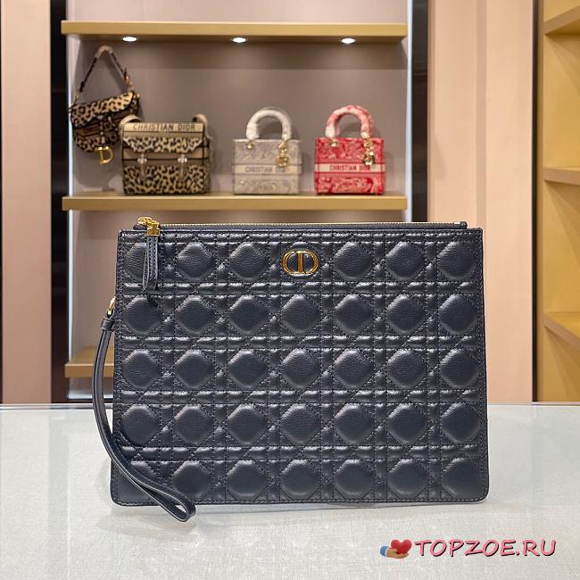 DIOR LARGE CARO DAILY POUCH BLACK S5086 SIZE 30 CM  - 1