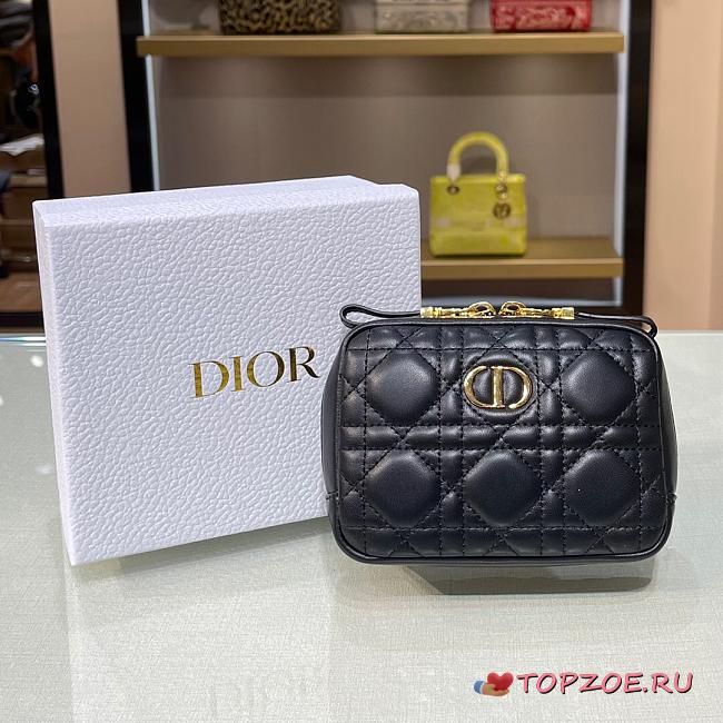 DIOR CARO ZIPPED POUCH BLACK SIZE 15 CM - 1
