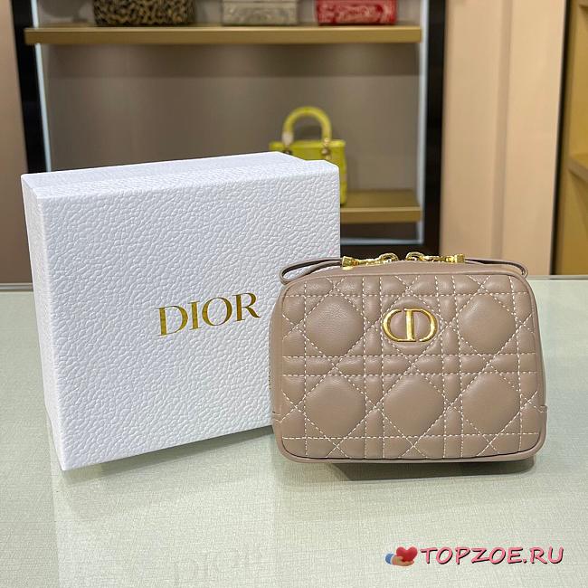 DIOR CARO ZIPPED POUCH WARM TAUPE SIZE 15 CM - 1