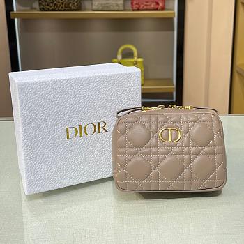 DIOR CARO ZIPPED POUCH WARM TAUPE SIZE 15 CM
