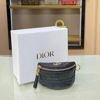 DIOR DETACHABLE CARO HALF-MOON COIN PURSE BLACK S5033 SIZE 11.5 CM