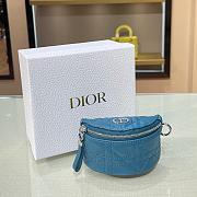 DIOR DETACHABLE CARO HALF-MOON COIN PURSE STEEL BLUE S5033 SIZE 11.5 CM - 1