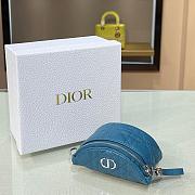 DIOR DETACHABLE CARO HALF-MOON COIN PURSE STEEL BLUE S5033 SIZE 11.5 CM - 6