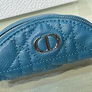 DIOR DETACHABLE CARO HALF-MOON COIN PURSE STEEL BLUE S5033 SIZE 11.5 CM - 4