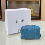 DIOR DETACHABLE CARO HALF-MOON COIN PURSE STEEL BLUE S5033 SIZE 11.5 CM - 3