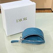 DIOR DETACHABLE CARO HALF-MOON COIN PURSE STEEL BLUE S5033 SIZE 11.5 CM - 2