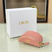 DIOR DETACHABLE CARO HALF-MOON COIN PURSE PASTEL PINK S5033 SIZE 11.5 CM - 6