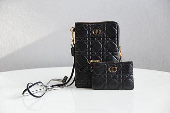 DIOR CARO MULTIFUNCTIONAL POUCH BLACK S5036 SIZE 18.5 CM