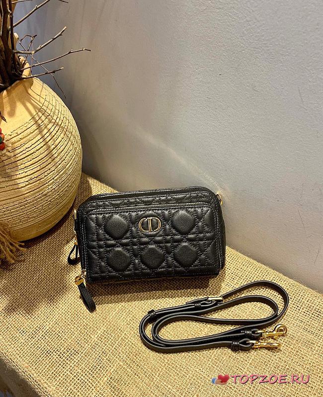 DIOR CARO DOUBLE POUCH BLACK S5037 SIZE 19 CM - 1