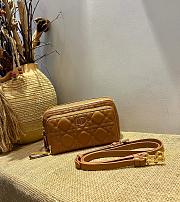 DIOR CARO DOUBLE POUCH BROWN S5037 SIZE 19 CM - 1