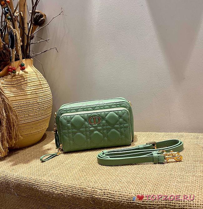 DIOR CARO DOUBLE POUCH LIGHT GREEN S5037 SIZE 19 CM - 1