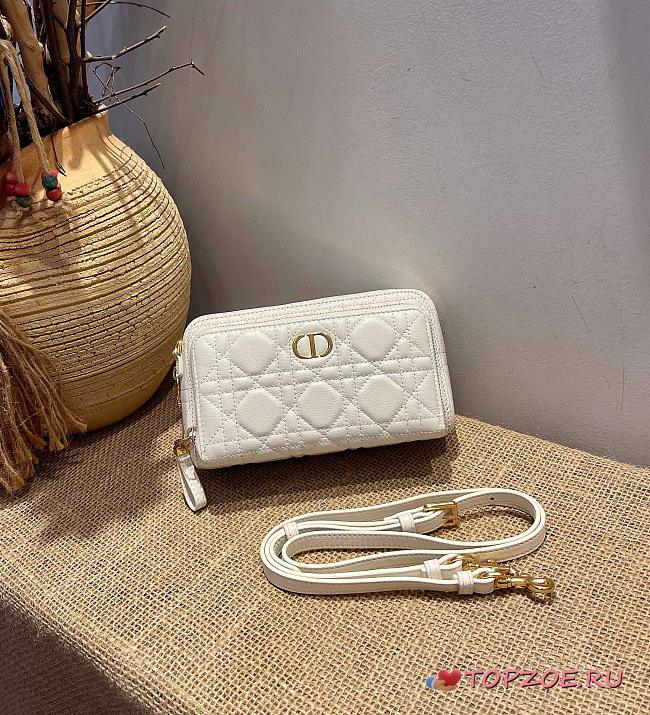 DIOR CARO DOUBLE POUCH WHITE S5037 SIZE 19 CM - 1