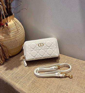 DIOR CARO DOUBLE POUCH WHITE S5037 SIZE 19 CM