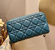 DIOR CARO DOUBLE POUCH STEEL BLUE S5037 SIZE 19 CM - 6