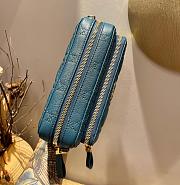 DIOR CARO DOUBLE POUCH STEEL BLUE S5037 SIZE 19 CM - 4