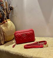 DIOR CARO DOUBLE POUCH RED S5037 SIZE 19 CM - 1