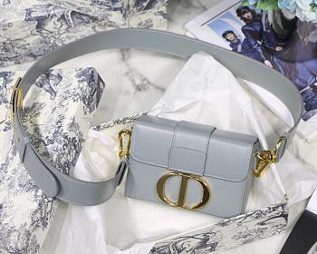 DIOR 30 MONTAIGNE BOX BAG GRAY M9204 SIZE 17.5 CM