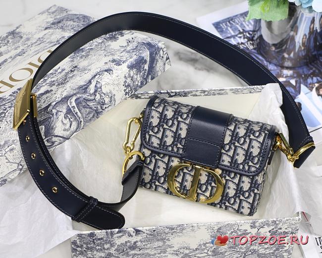 DIOR 30 MONTAIGNE BOX BAG BLUE OBLIQUE M9204 SIZE 17.5 CM - 1