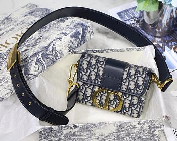 DIOR 30 MONTAIGNE BOX BAG BLUE OBLIQUE M9204 SIZE 17.5 CM