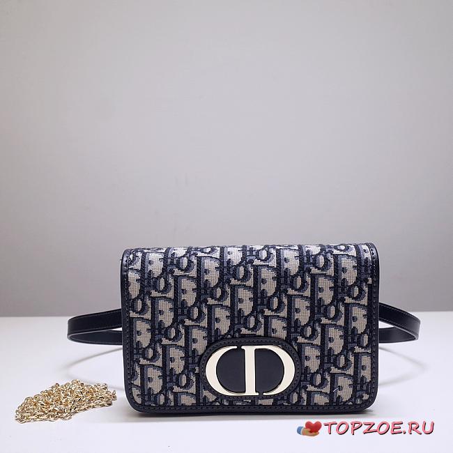 DIOR 2-IN-1 30 MONTAIGNE POUCH BLUE OBLIQUE S2086 SIZE 19 CM - 1