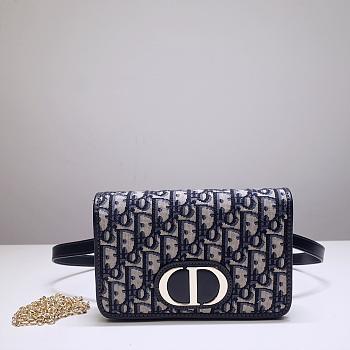 DIOR 2-IN-1 30 MONTAIGNE POUCH BLUE OBLIQUE S2086 SIZE 19 CM