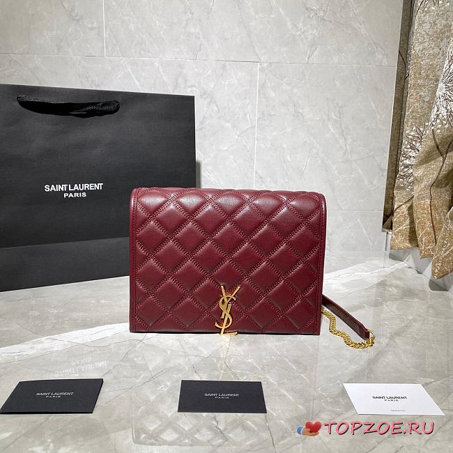 YSL BECKY MINI BAG BORDEAUX 629246 SIZE 25 CM - 1