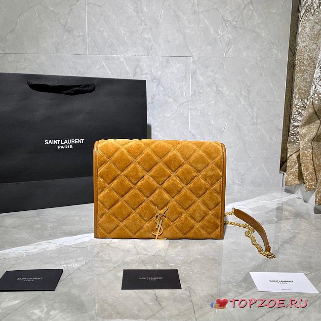 YSL BECKY MINI BAG CARAMEL 629246 SIZE 25 CM - 1