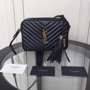 YSL LOU CAMERA BAG BLACK & GOLD-TONE METAL 520534 SIZE 23 CM