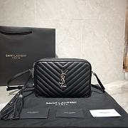 YSL LOU CAMERA BAG BLACK & SILVER-TONE METAL 520534 SIZE 23 CM - 1