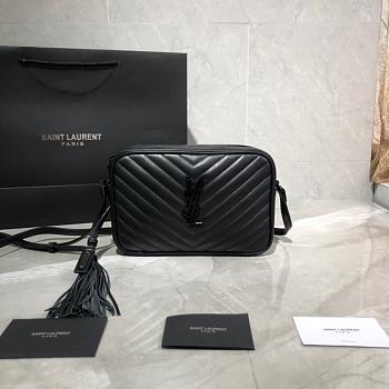YSL LOU CAMERA BAG BLACK & BLACK METAL 520534 SIZE 23 CM