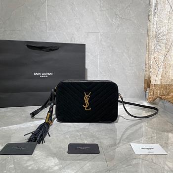 YSL LOU CAMERA BAG BLACK MATTE LEATHER 520534 SIZE 23 CM
