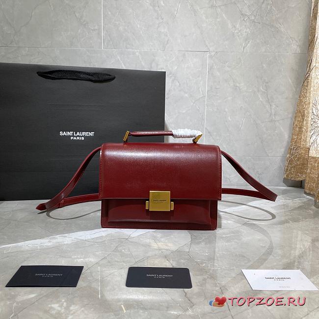 YSL MEDIUM BELLECHASSE BAG BORDEAUX 482051 SIZE 22 CM - 1