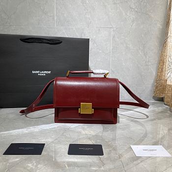 YSL MEDIUM BELLECHASSE BAG BORDEAUX 482051 SIZE 22 CM