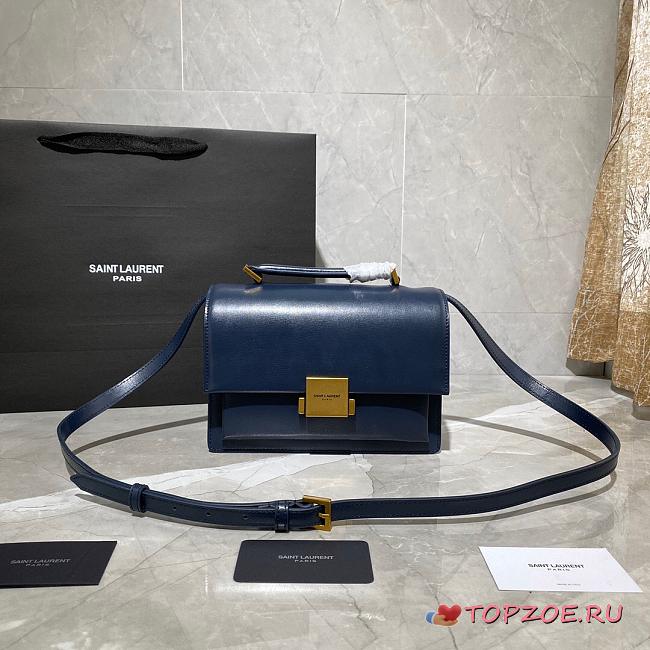 YSL MEDIUM BELLECHASSE BAG BLUE 482051 SIZE 22 CM - 1