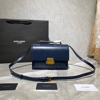 YSL MEDIUM BELLECHASSE BAG BLUE 482051 SIZE 22 CM