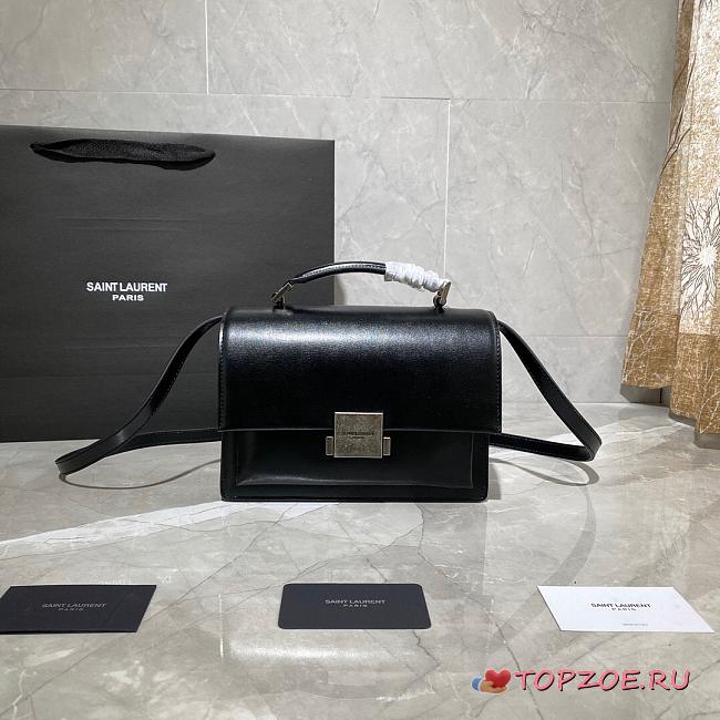 YSL MEDIUM BELLECHASSE BAG BLACK & SILVER METAL  482051 SIZE 22 CM - 1