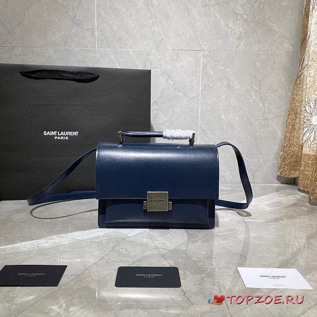 YSL MEDIUM BELLECHASSE BAG BLUE & SILVER METAL 482051 SIZE 22 CM - 1