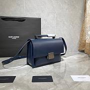 YSL MEDIUM BELLECHASSE BAG BLUE & SILVER METAL 482051 SIZE 22 CM - 6