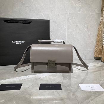 YSL MEDIUM BELLECHASSE BAG GRAY & SILVER METAL 482051 SIZE 22 CM