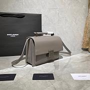 YSL MEDIUM BELLECHASSE BAG GRAY & SILVER METAL 482051 SIZE 22 CM - 6