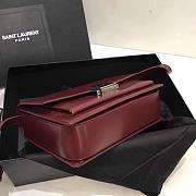 YSL MEDIUM BELLECHASSE BAG BORDEAUX & SILVER METAL 482051 SIZE 22 CM - 6