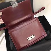 YSL MEDIUM BELLECHASSE BAG BORDEAUX & SILVER METAL 482051 SIZE 22 CM - 3