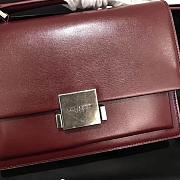 YSL MEDIUM BELLECHASSE BAG BORDEAUX & SILVER METAL 482051 SIZE 22 CM - 2
