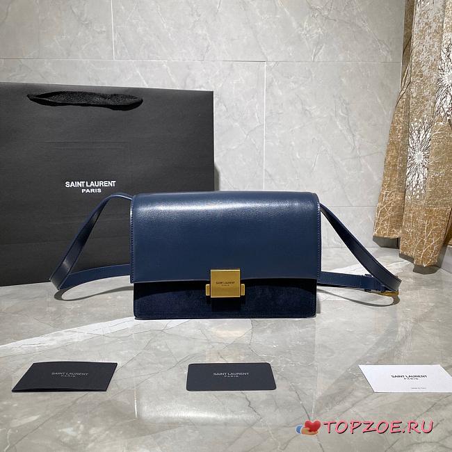 YSL MEDIUM BELLECHASSE BLUE 482044 SIZE 24 CM - 1