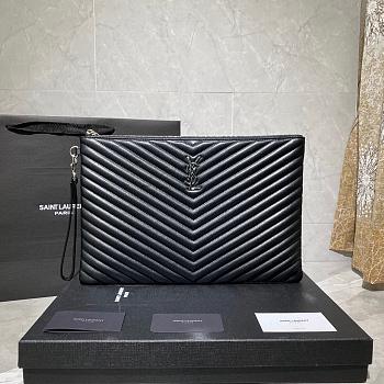 YSL MONOGRAM DOCUMENT HOLDER BLACK & BLACK METAL 440222 SIZE 36 CM