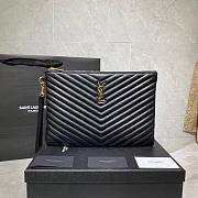 YSL MONOGRAM MEDIUM DOCUMENT HOLDER BLACK & GOLD-TONE METAL 413444 SIZE 30 CM - 1
